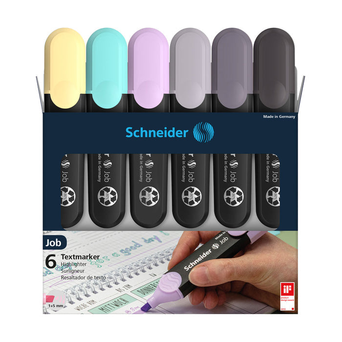 Job Pastel Highlighters (Gray Edition), Wallet 6 pieces - Assorted