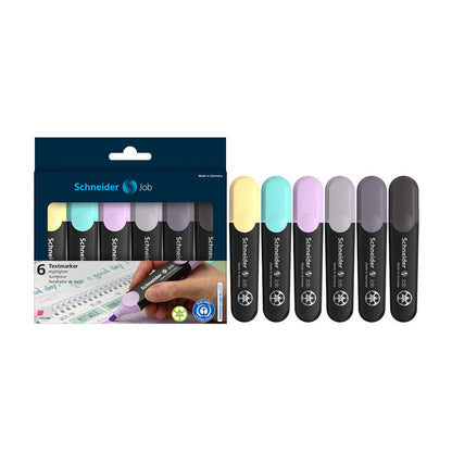 Job Pastel Highlighters (Gray Edition), Wallet 6 pieces - Assorted