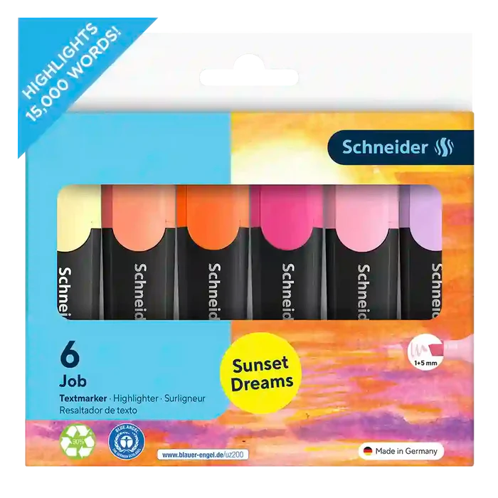 Schneider Job Pastel Highlighters, Sunset Dreams, Wallet 6 pieces - Assorted