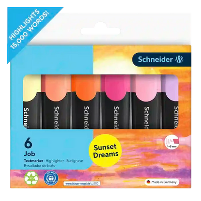 Schneider Job Pastel Highlighters, Sunset Dreams, Wallet 6 pieces - Assorted