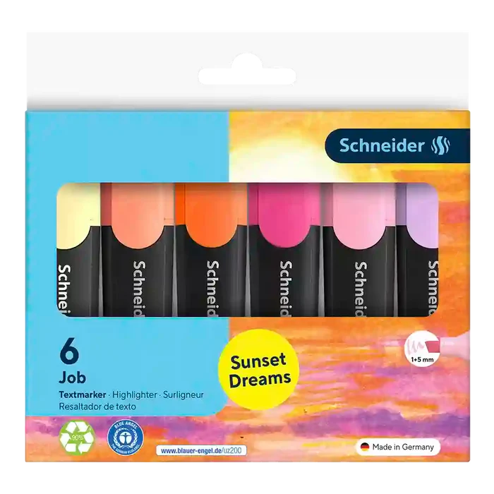 Schneider Job Pastel Highlighters, Sunset Dreams, Wallet 6 pieces - Assorted