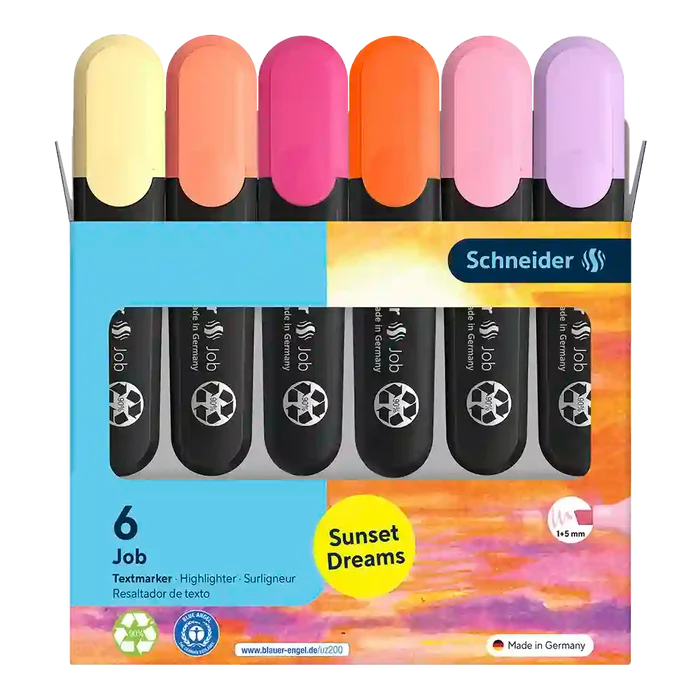 Schneider Job Pastel Highlighters, Sunset Dreams, Wallet 6 pieces - Assorted