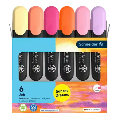 Schneider Job Pastel Highlighters, Sunset Dreams, Wallet 6 pieces - Assorted