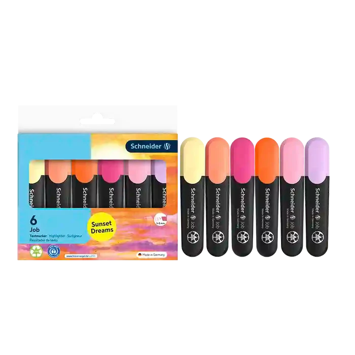 Schneider Job Pastel Highlighters, Sunset Dreams, Wallet 6 pieces - Assorted