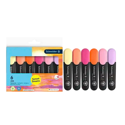 Schneider Job Pastel Highlighters, Sunset Dreams, Wallet 6 pieces - Assorted