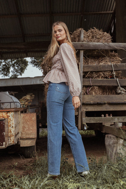 Petal and Pup USA BOTTOMS Jolene Wide Leg Jeans - Reflecting