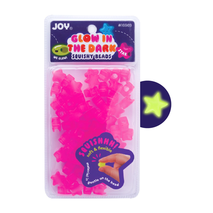 Joy Star Squishy Beads XX-Large, 60 Count, Glow-In-The-Dark Pink