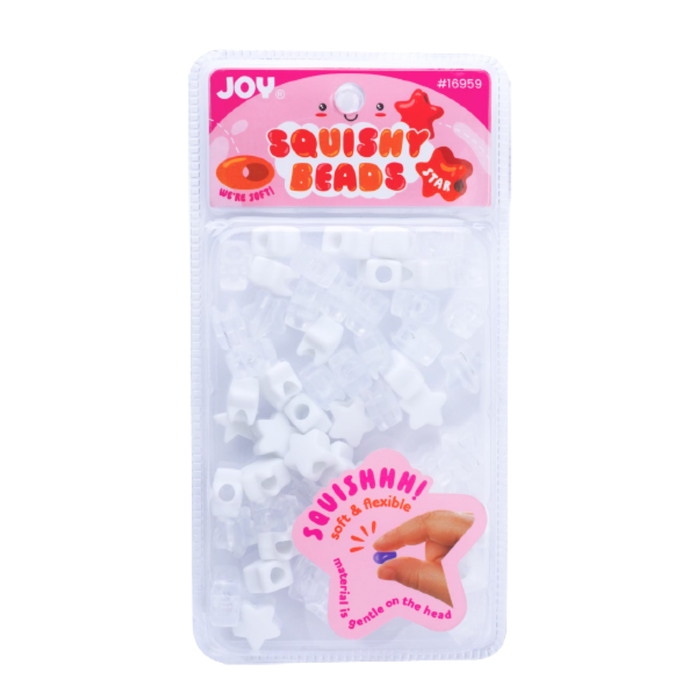 Joy Star Squishy Beads XX-Large, 60 Count, White & Clear