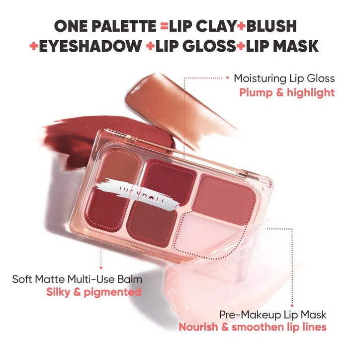 Judydoll 6-Color Multi-Use Lip Palette لوحة ألوان الشفاه متعددة الاستخدامات من جودي دول بستة ألوان - Princess Cosmetics Qatar