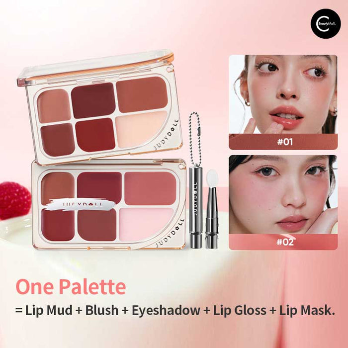 Judydoll 6-Color Multi-Use Lip Palette لوحة ألوان الشفاه متعددة الاستخدامات من جودي دول بستة ألوان - Princess Cosmetics Qatar