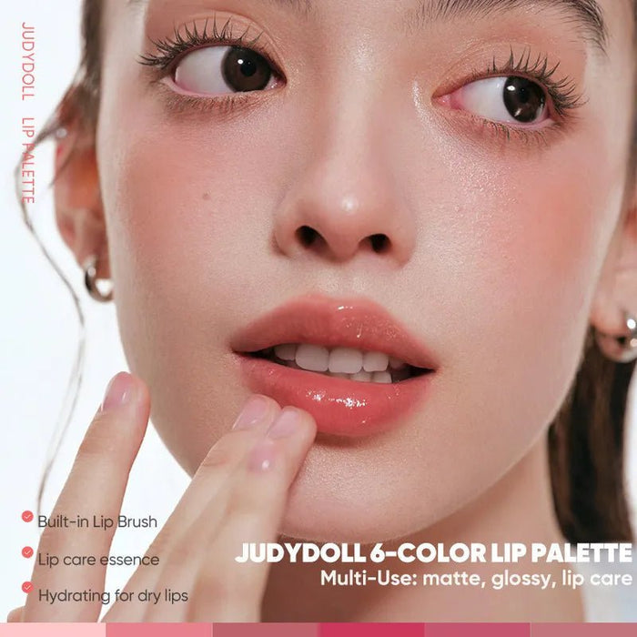 Judydoll 6-Color Multi-Use Lip Palette لوحة ألوان الشفاه متعددة الاستخدامات من جودي دول بستة ألوان - Princess Cosmetics Qatar