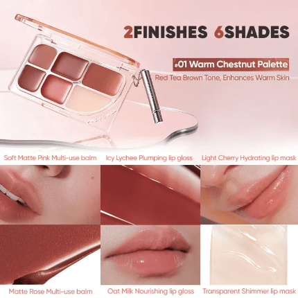 Judydoll 6-Color Multi-Use Lip Palette لوحة ألوان الشفاه متعددة الاستخدامات من جودي دول بستة ألوان - Princess Cosmetics Qatar