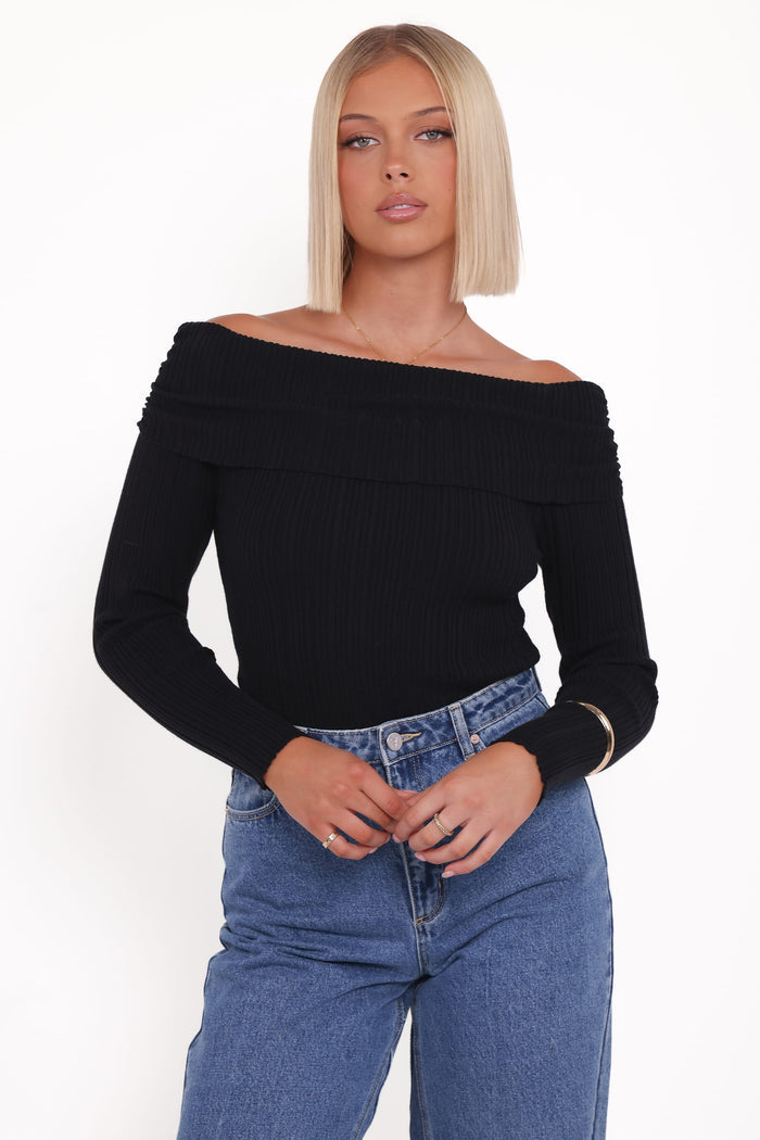 Petal and Pup USA TOPS Junia Tie Back Knit Top - Black