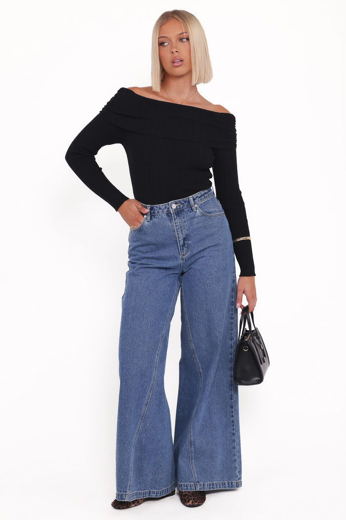 Petal and Pup USA TOPS Junia Tie Back Knit Top - Black