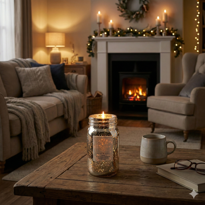 Just Jill Cozy Winter Cabin Scented Mason Jar Candle 24 oz