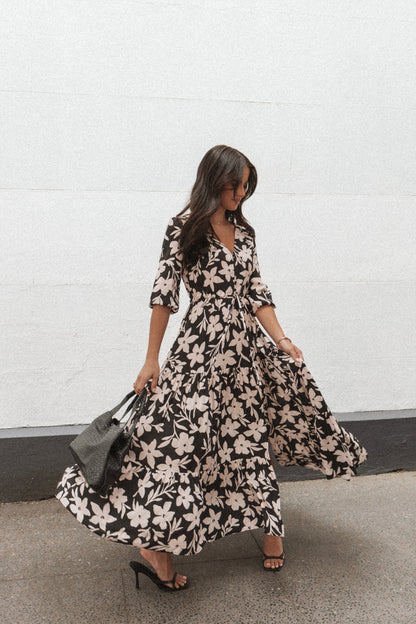 Petal and Pup USA DRESSES Kelda Dress - Black Augusta Print
