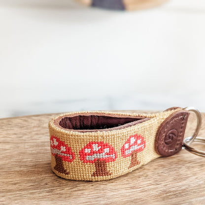 Kennett Square Mushroom Needlepoint Keychain