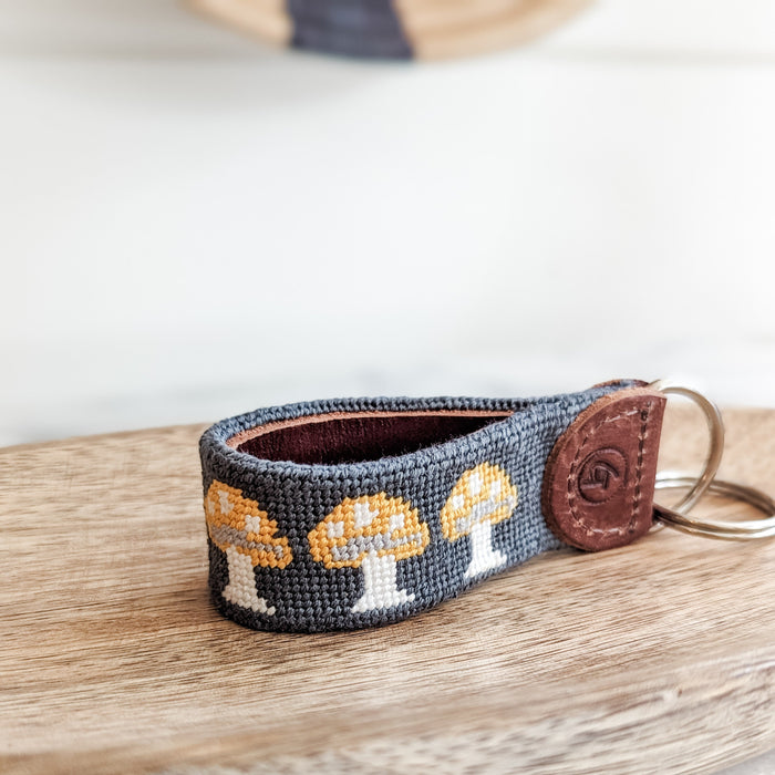 Kennett Square Mushroom Needlepoint Keychain