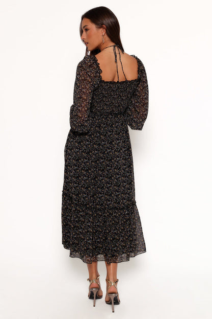 Petal and Pup USA DRESSES Keziah Long Sleeve Maxi Dress - Navy Ditsy Floral