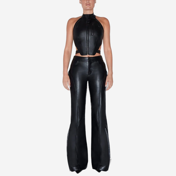 KHY FAUX LEATHER PANT BLACK