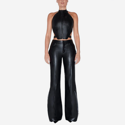 KHY FAUX LEATHER PANT BLACK