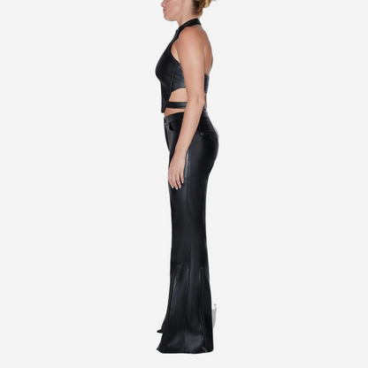 KHY FAUX LEATHER PANT BLACK