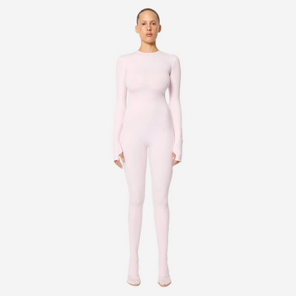KHY LONG SLEEVE FOOTED CATSUIT POWDER PINK