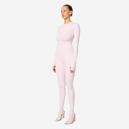 KHY LONG SLEEVE FOOTED CATSUIT POWDER PINK