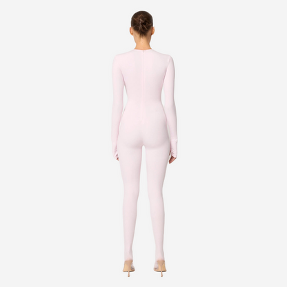 KHY LONG SLEEVE FOOTED CATSUIT POWDER PINK
