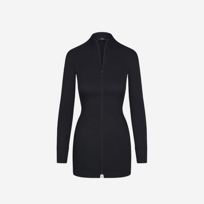 KHY POPLIN ZIP MINI DRESS BLACK