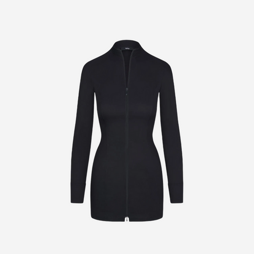 KHY POPLIN ZIP MINI DRESS BLACK