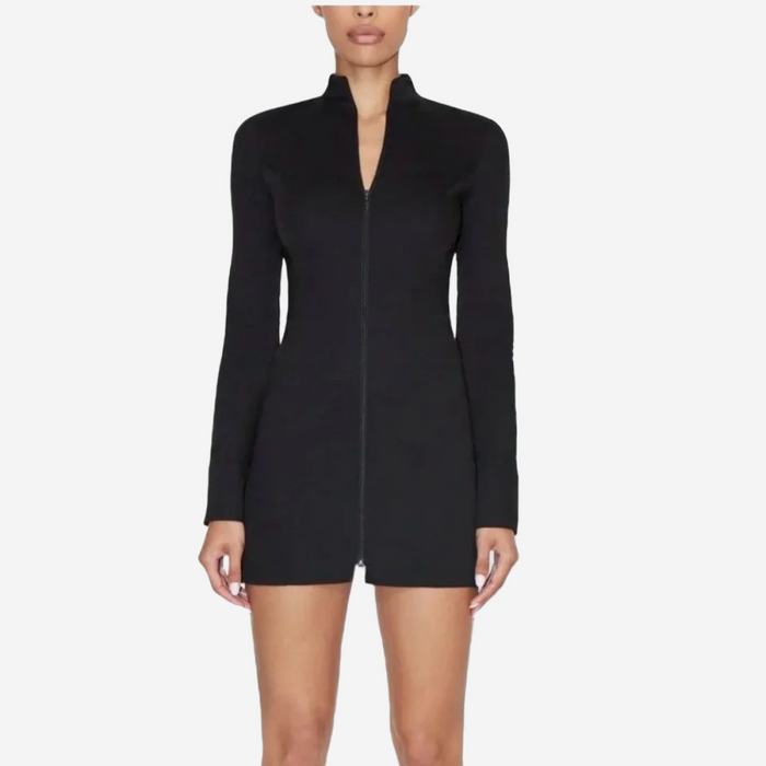 KHY POPLIN ZIP MINI DRESS BLACK