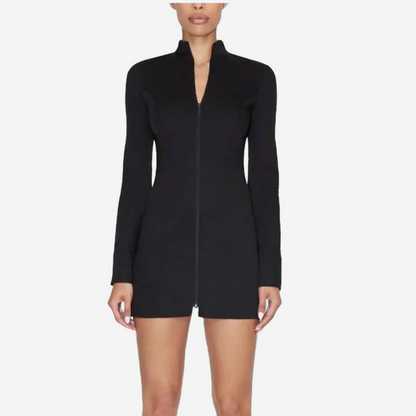 KHY POPLIN ZIP MINI DRESS BLACK