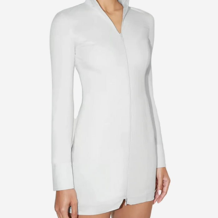 KHY POPLIN ZIP MINI DRESS LIGHT GREY