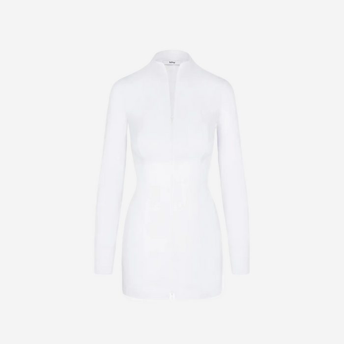 KHY POPLIN ZIP MINI DRESS WHITE