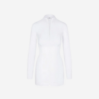 KHY POPLIN ZIP MINI DRESS WHITE