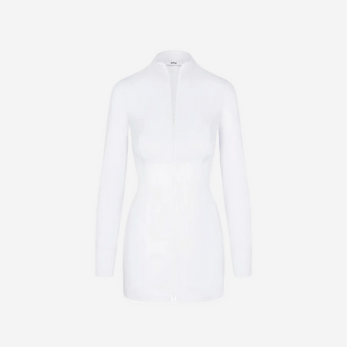 KHY POPLIN ZIP MINI DRESS WHITE