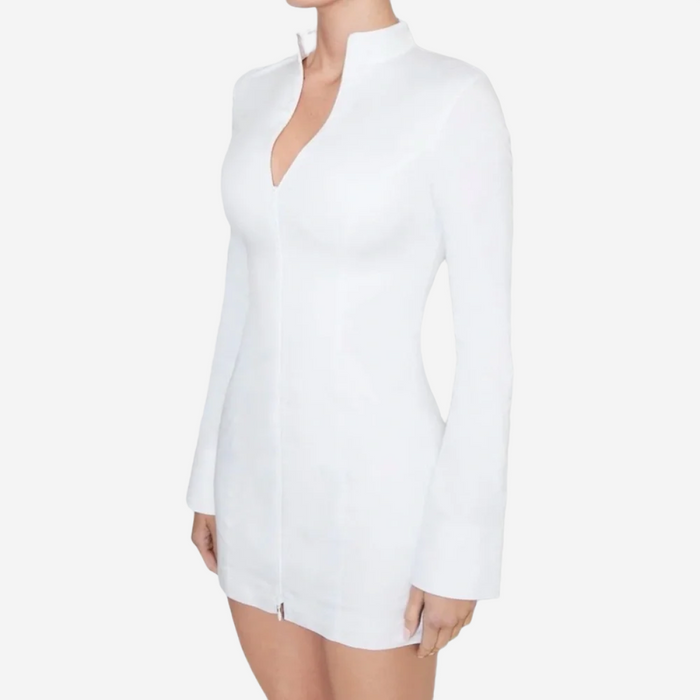 KHY POPLIN ZIP MINI DRESS WHITE