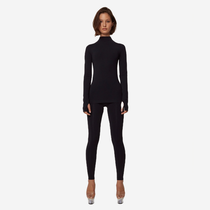 KHY SEAMLESS MOCK NECK LONG SLEEVE BLACK