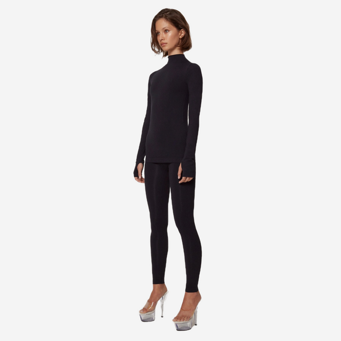 KHY SEAMLESS MOCK NECK LONG SLEEVE BLACK
