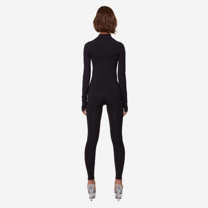 KHY SEAMLESS MOCK NECK LONG SLEEVE BLACK