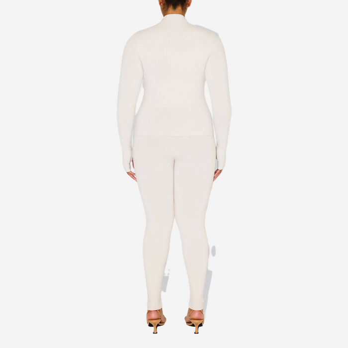 KHY SEAMLESS MOCK NECK LONG SLEEVE STONE