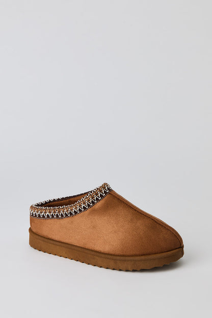 Kids Faux Suede Embroidered Slippers