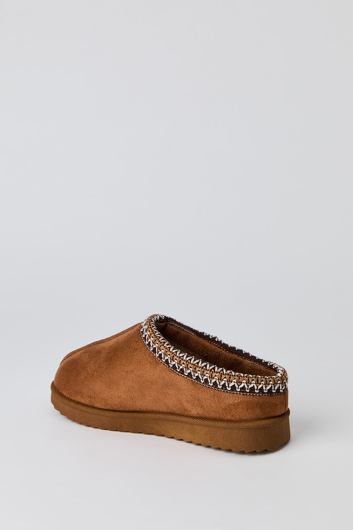 Kids Faux Suede Embroidered Slippers