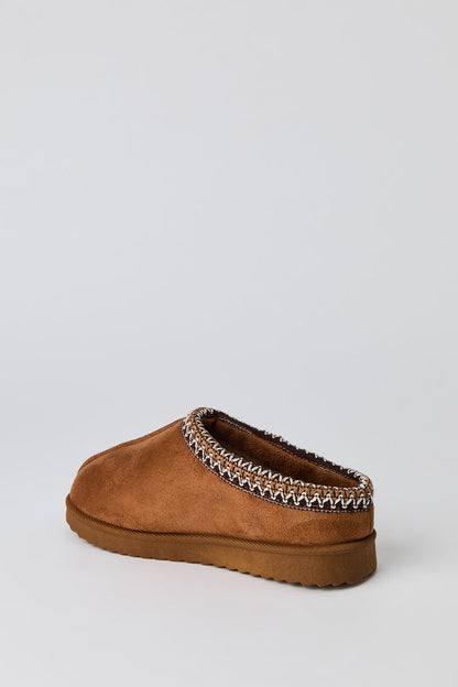 Kids Faux Suede Embroidered Slippers