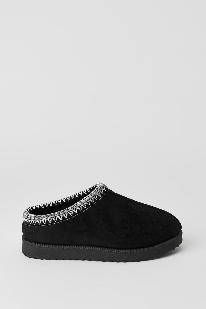Kids Faux Suede Embroidered Slippers
