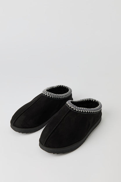 Kids Faux Suede Embroidered Slippers