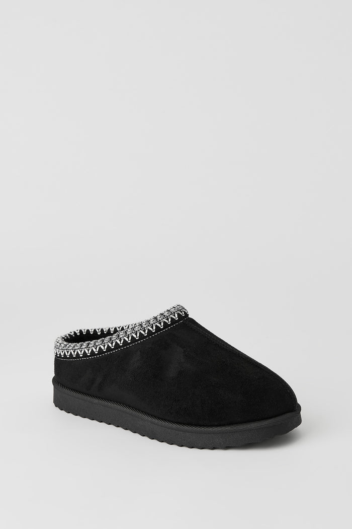 Kids Faux Suede Embroidered Slippers