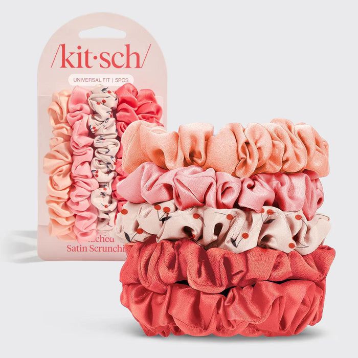 Kitsch Cherry Blossom Ruched Satin Scrunchies 5 pcs