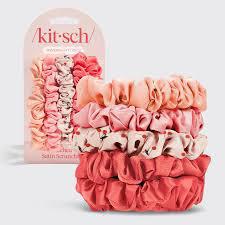 Kitsch Cherry Blossom Ruched Satin Scrunchies 5 pcs